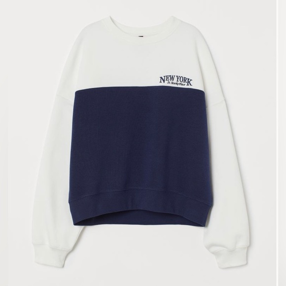 Blue and White Boxy Sweatshirt in size S from H&M - Picture 1 of 2